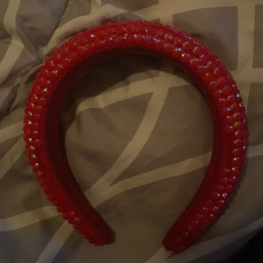 Red rhinestone velvet headband